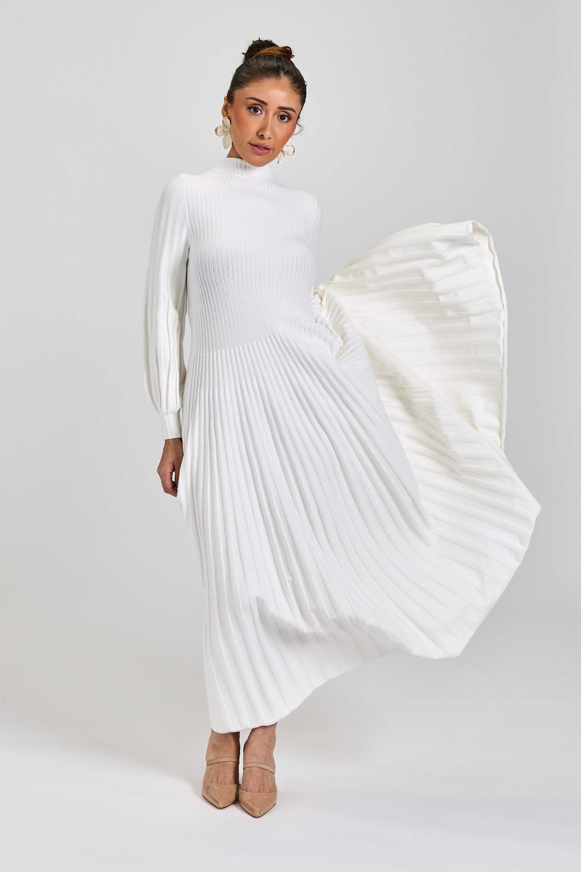 pleated dress winter White A-Line Knit Maxi YGroup_RhettaSweaterDress Color:Light Khaki Womens Fashion Streak Printed Miss Universe 2013: Top