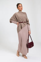 Wool and Cashmere Blend Poncho Taupe Marle