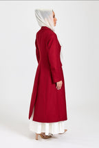 Red Double-Breasted Wool Blend Maxi Coat