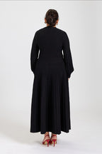 Pleated A-line Maxi Knit Onyx Black