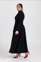 Pleated A-line Maxi Knit Onyx Black