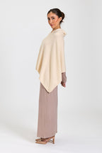 Wool and Cashmere Blend Poncho Cream Melange