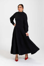 Pleated A-line Maxi Knit Onyx Black