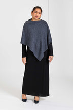 Wool and Cashmere Blend Poncho Charcoal Melange