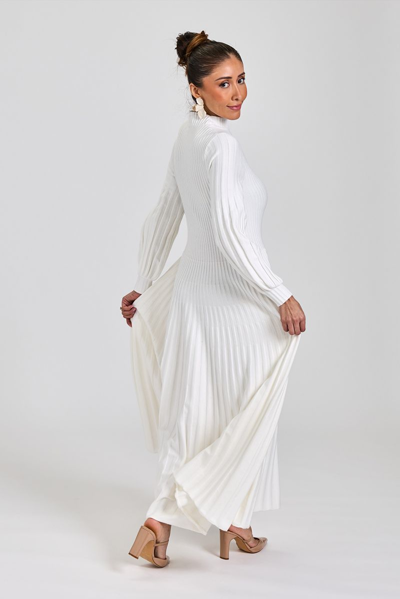 Pleated A-line Maxi Knit Winter White