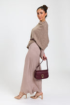 Wool and Cashmere Blend Poncho Taupe Marle