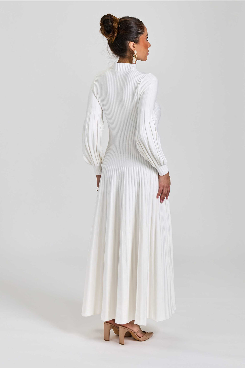 Pleated A-line Maxi Knit Winter White