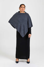 Wool and Cashmere Blend Poncho Charcoal Melange