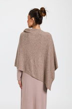 Wool and Cashmere Blend Poncho Taupe Marle
