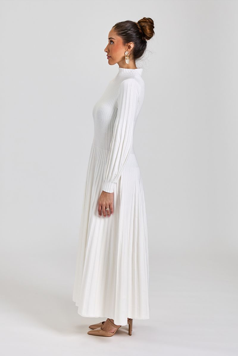 Pleated A-line Maxi Knit Winter White