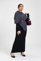 Wool and Cashmere Blend Poncho Charcoal Melange