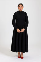Pleated A-line Maxi Knit Onyx Black