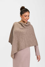 Wool and Cashmere Blend Poncho Taupe Marle