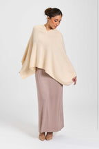 Wool and Cashmere Blend Poncho Cream Melange