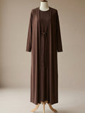 The liquid jersey abaya set - Espresso
