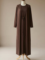 The liquid jersey abaya set - Espresso
