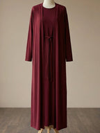 The liquid jersey abaya set - Deep Burgundy