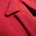 Red Double-Breasted Wool Blend Maxi Coat