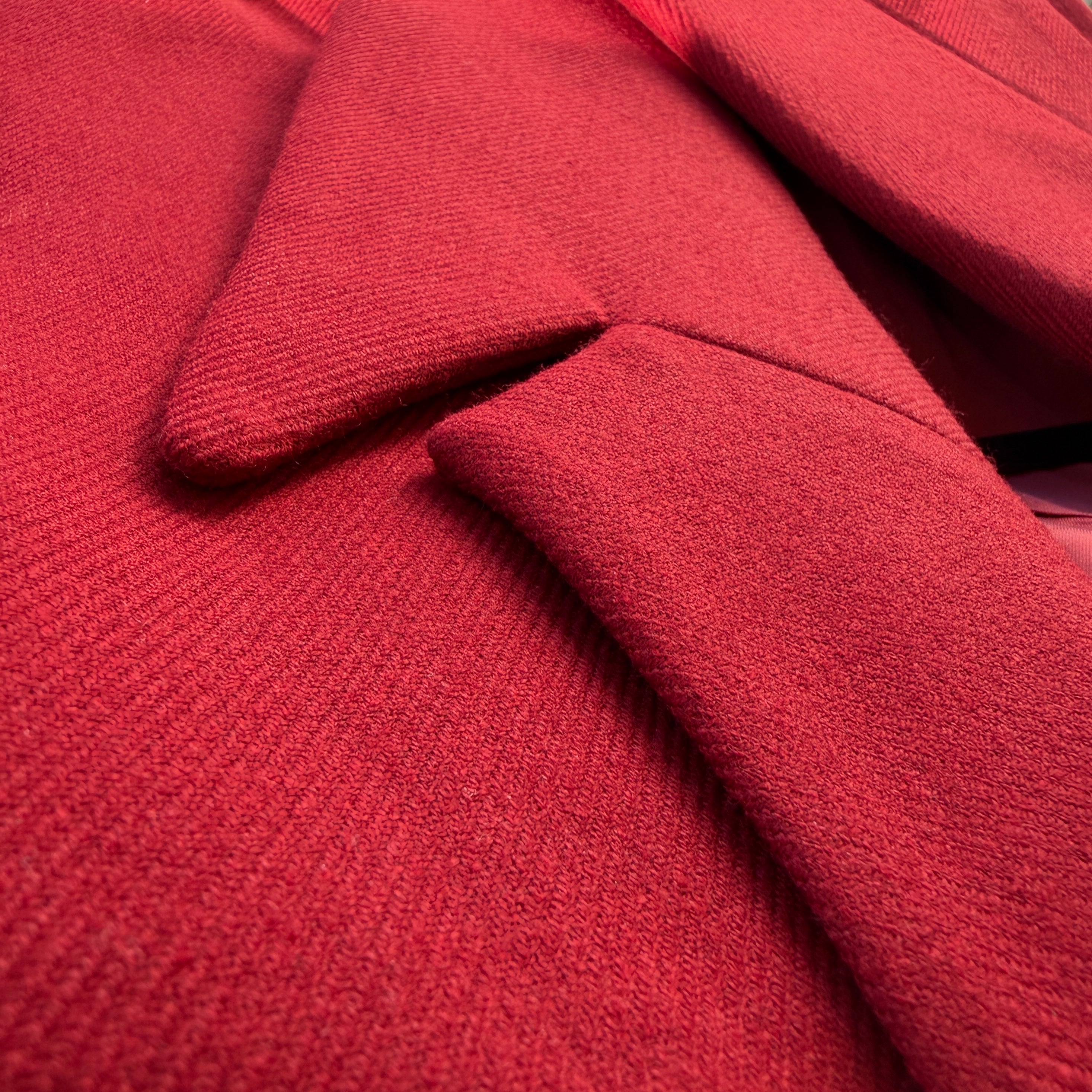 Red Double-Breasted Wool Blend Maxi Coat