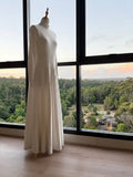 Long Sleeve Ribbed & Pleated A-Line Knit Maxi Dress