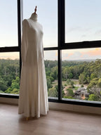 Long Sleeve Ribbed & Pleated A-Line Knit Maxi Dress