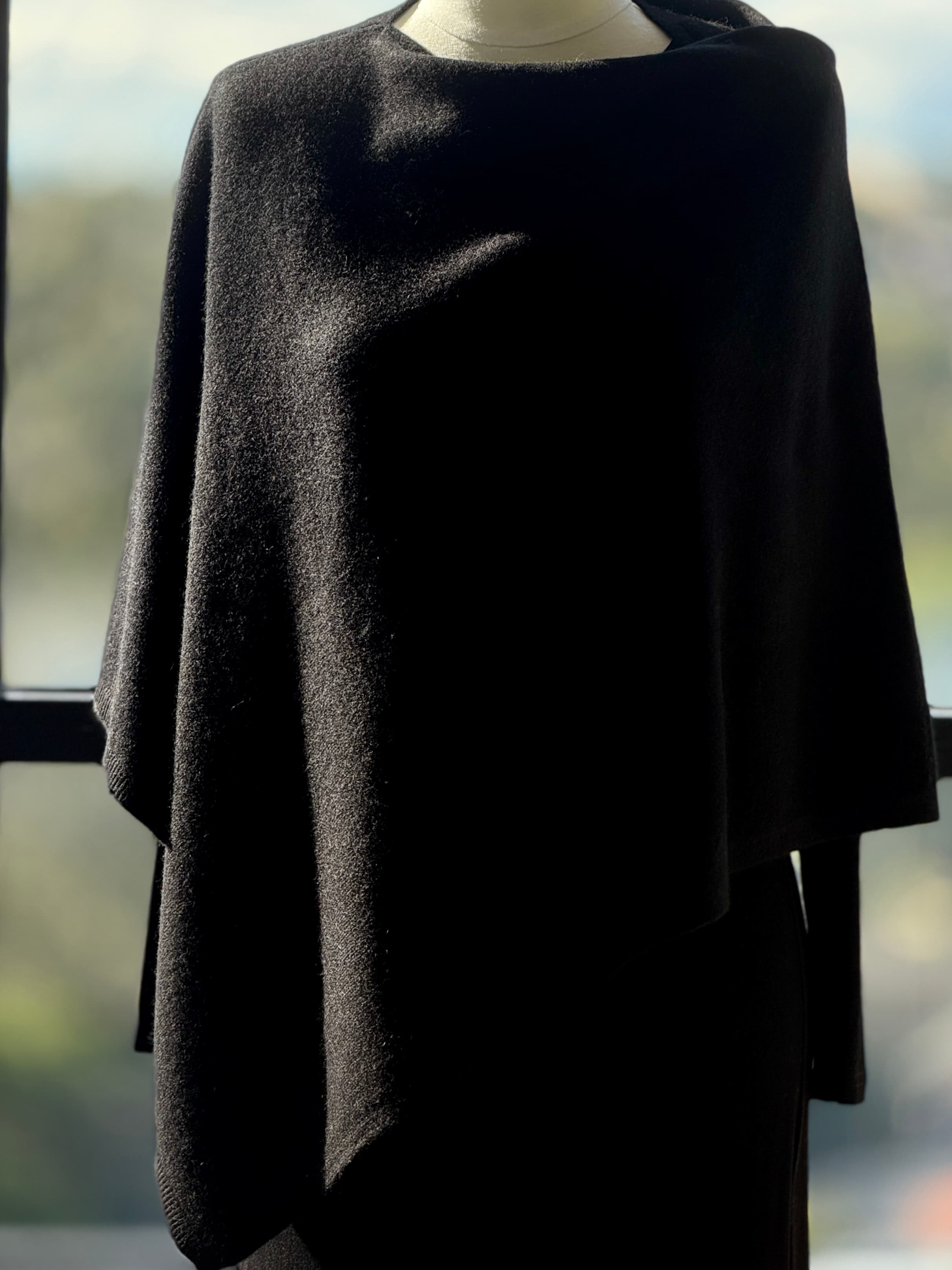 Wool and cashmere blend poncho