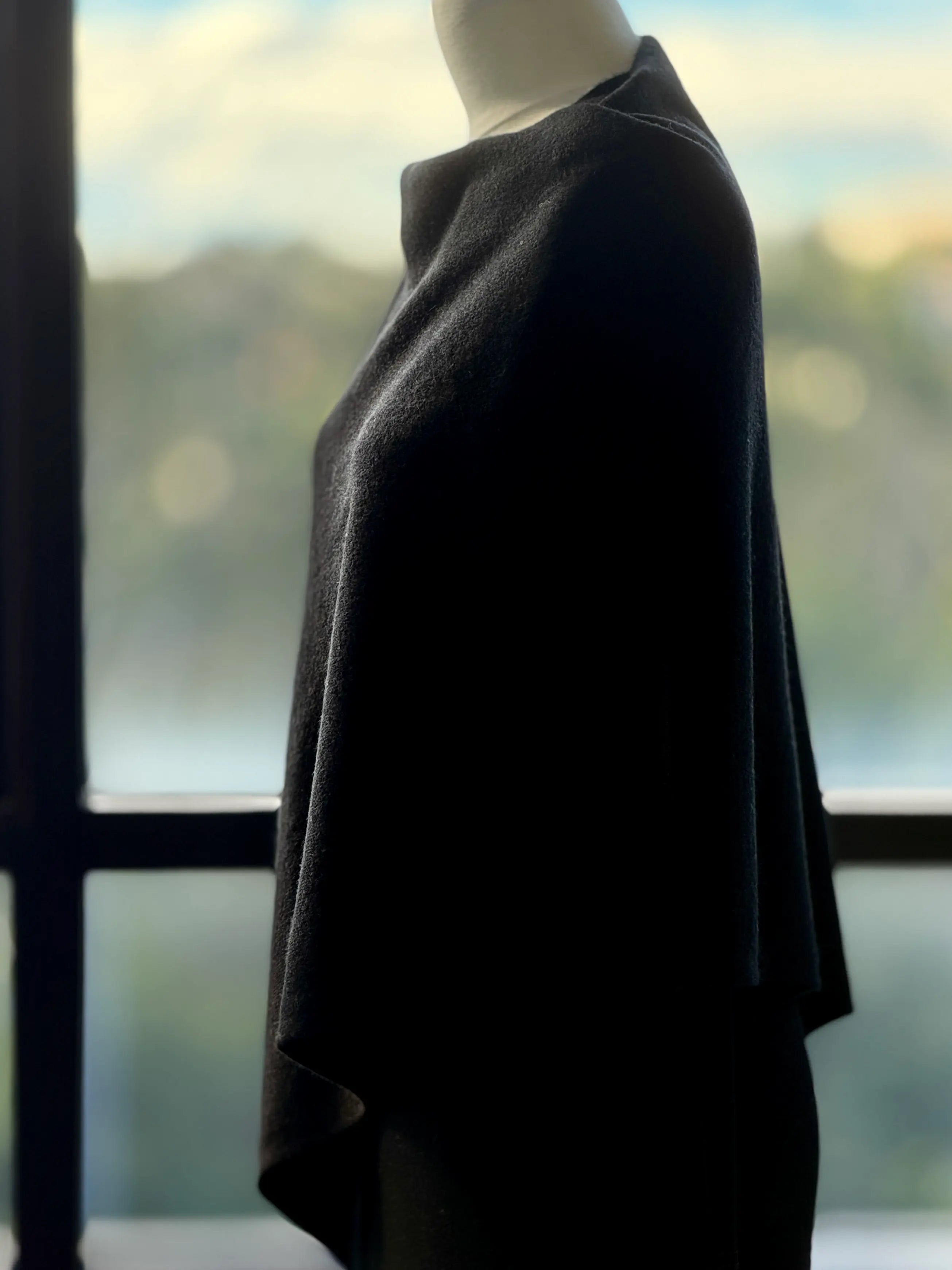 Wool and cashmere blend poncho