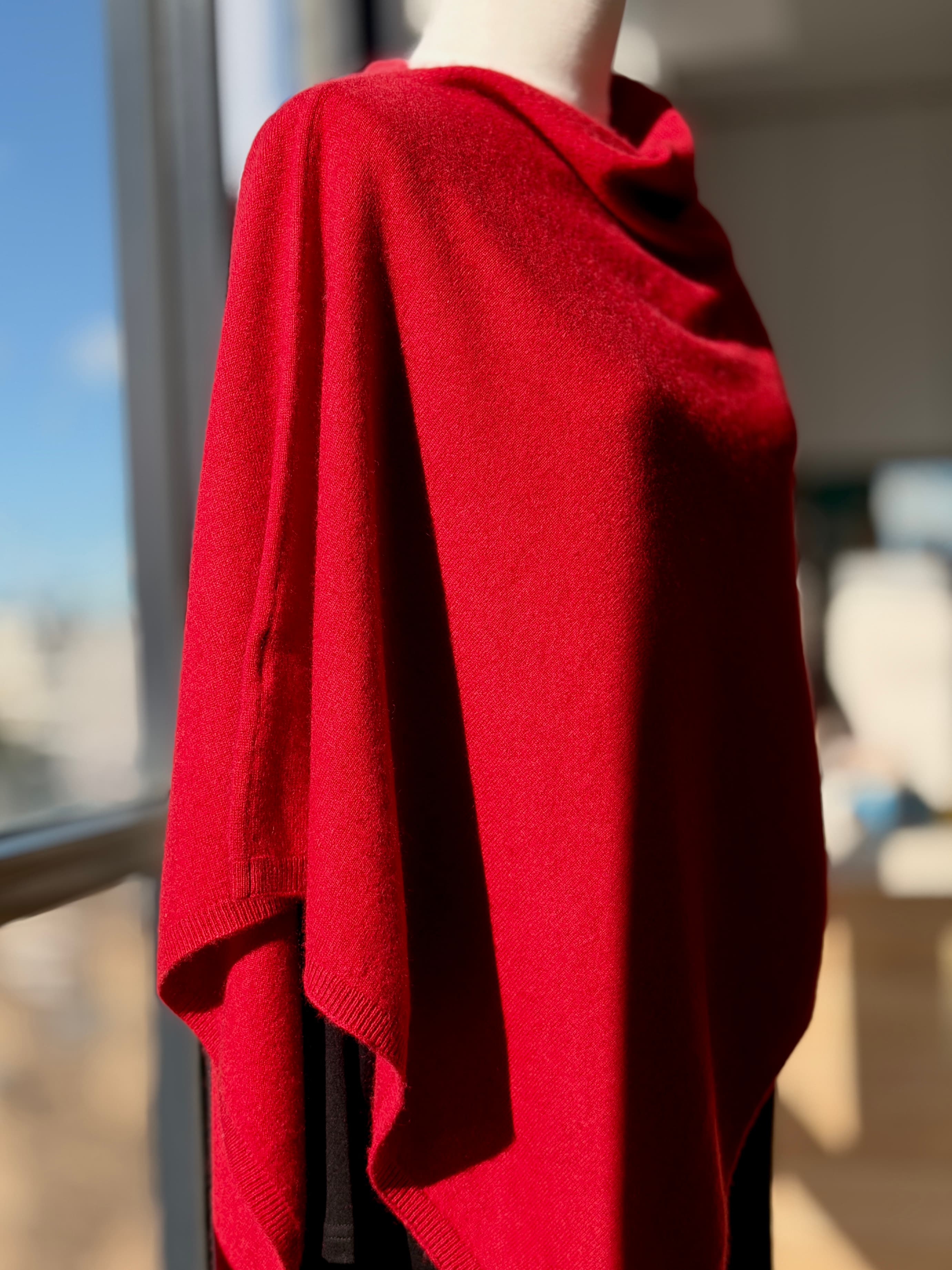 Wool and cashmere blend poncho