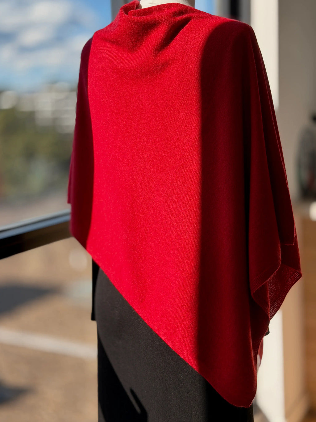 Wool and cashmere blend poncho