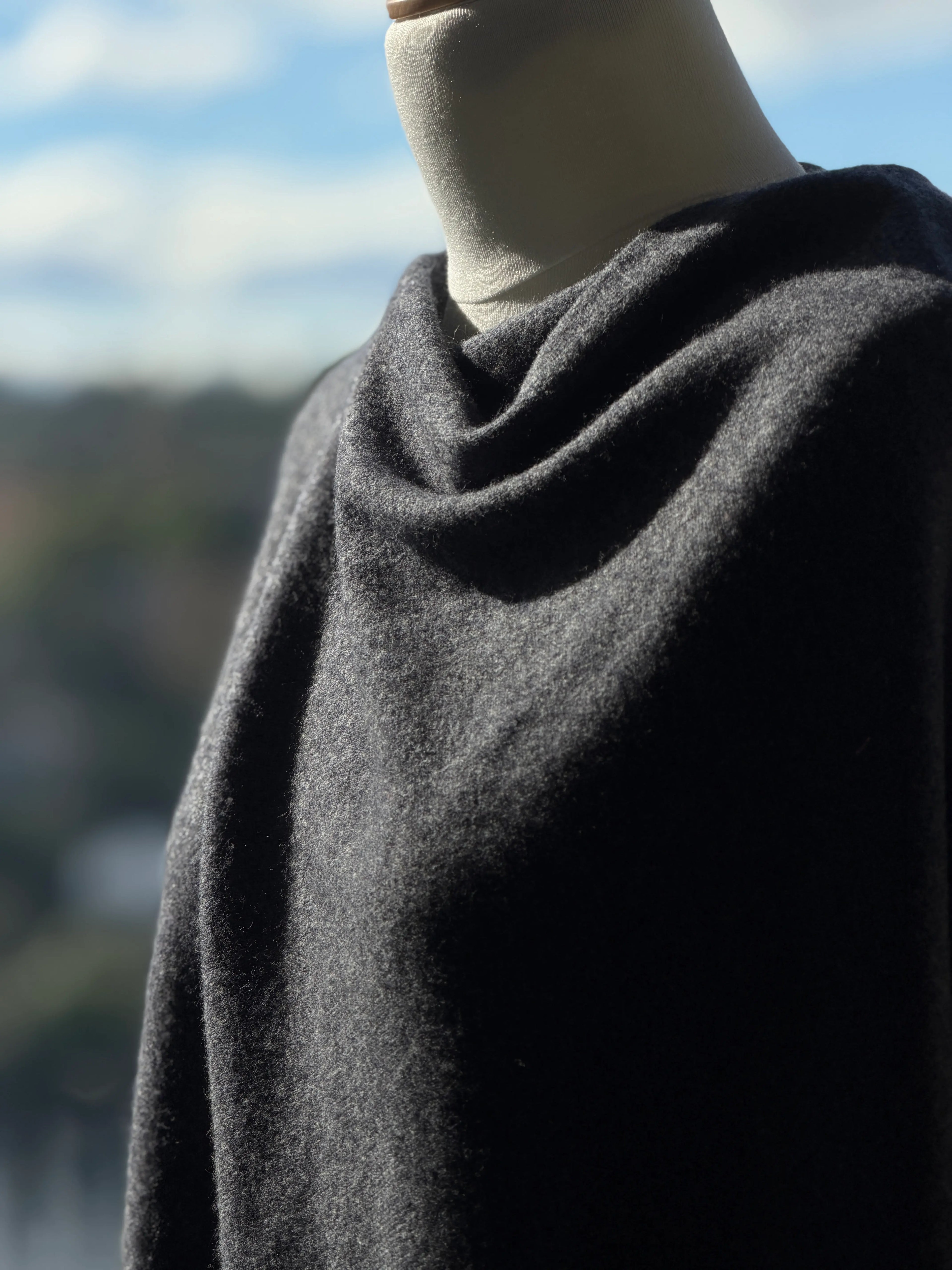 Wool and cashmere blend poncho