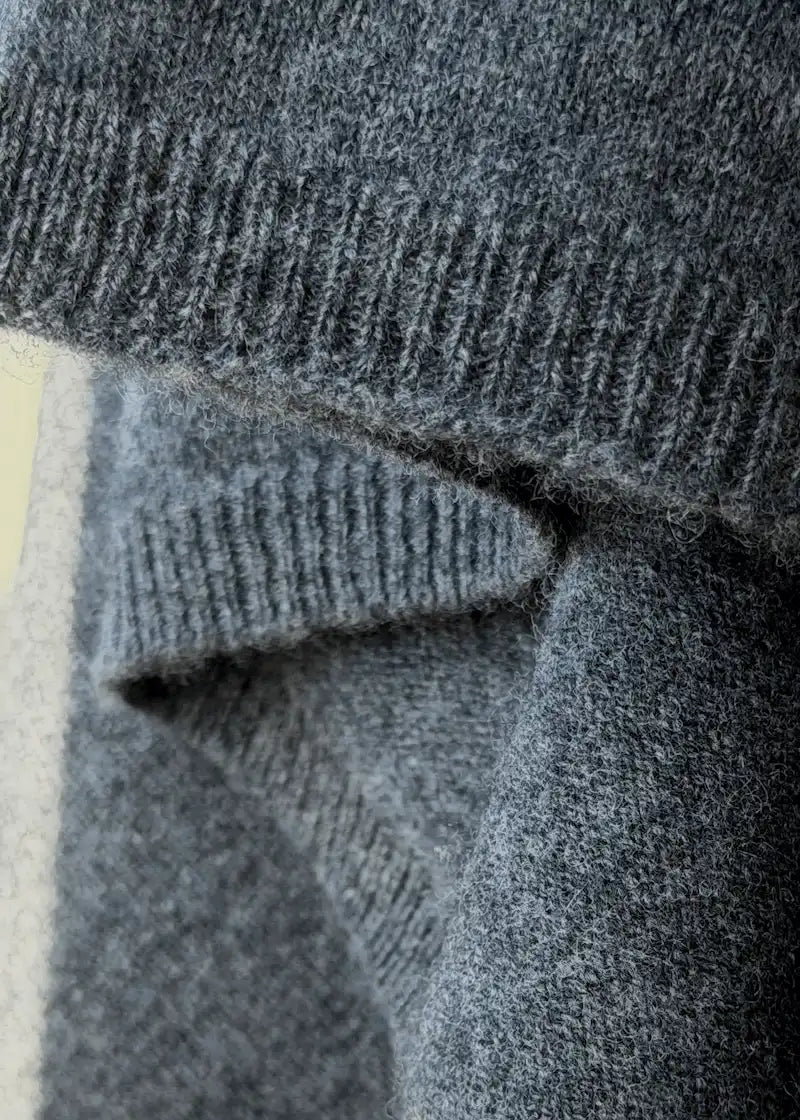 Wool and Cashmere Blend Poncho Charcoal Melange