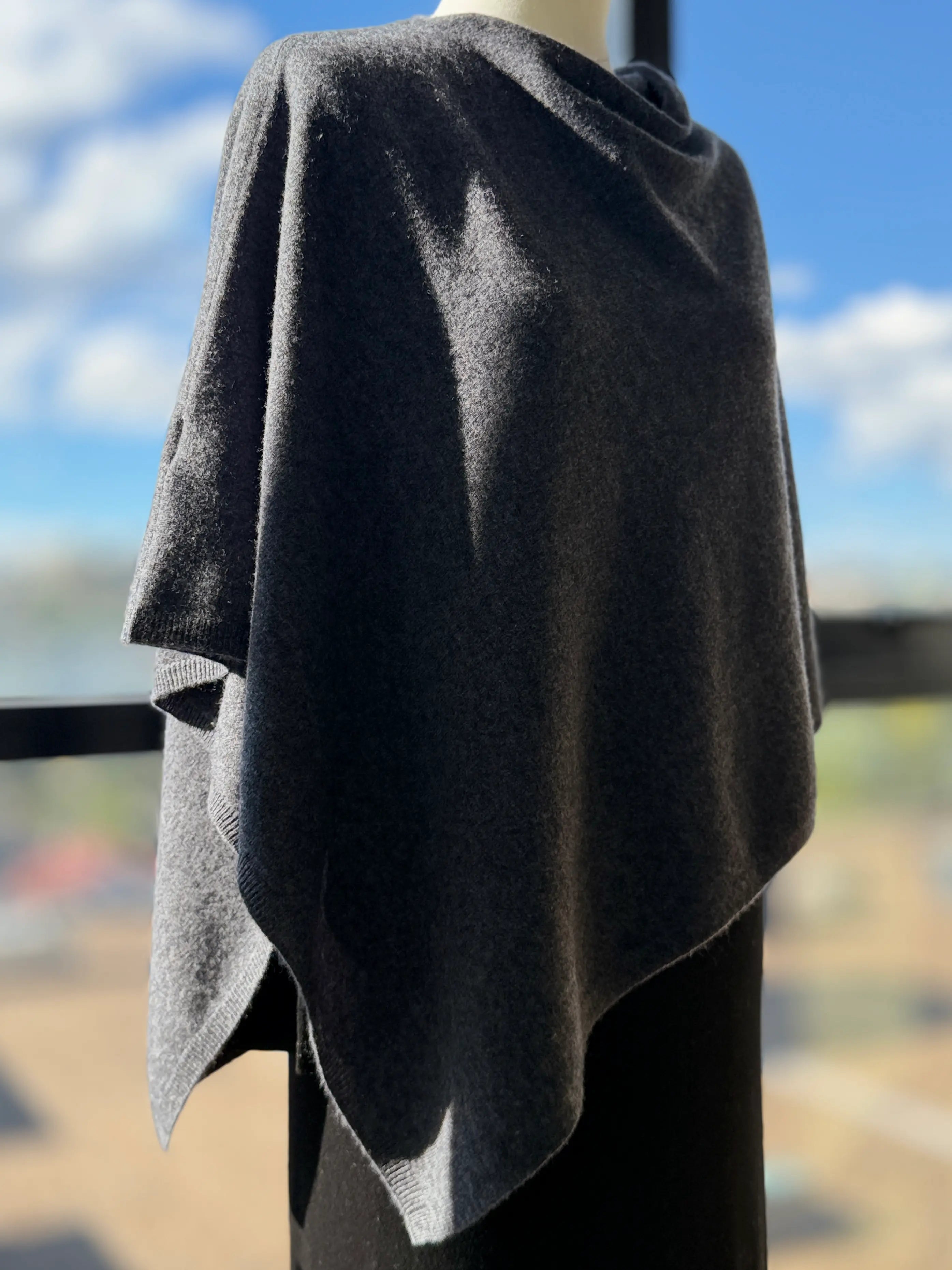 Wool and cashmere blend poncho