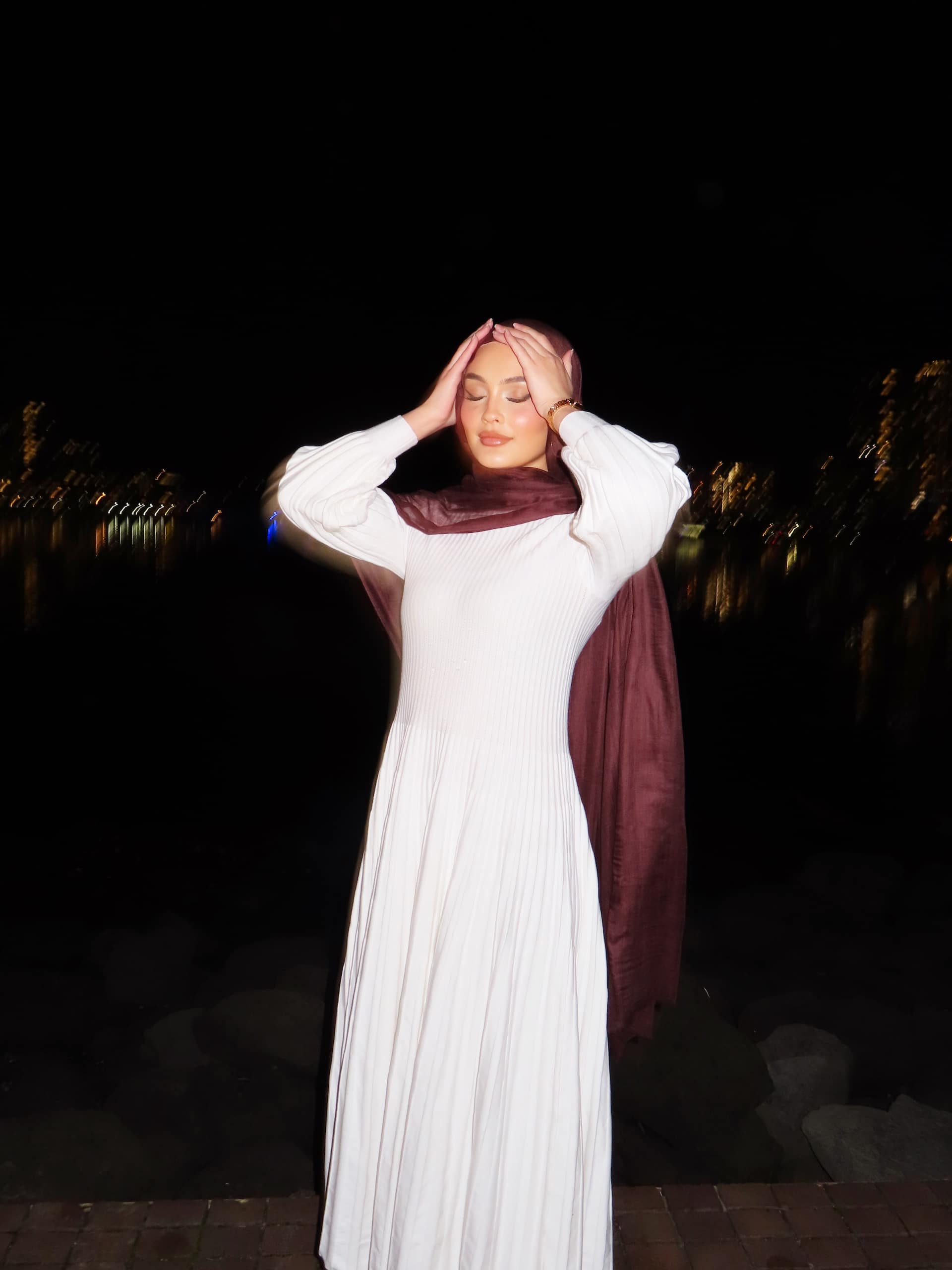 Pleated A-line Maxi Knit Winter White