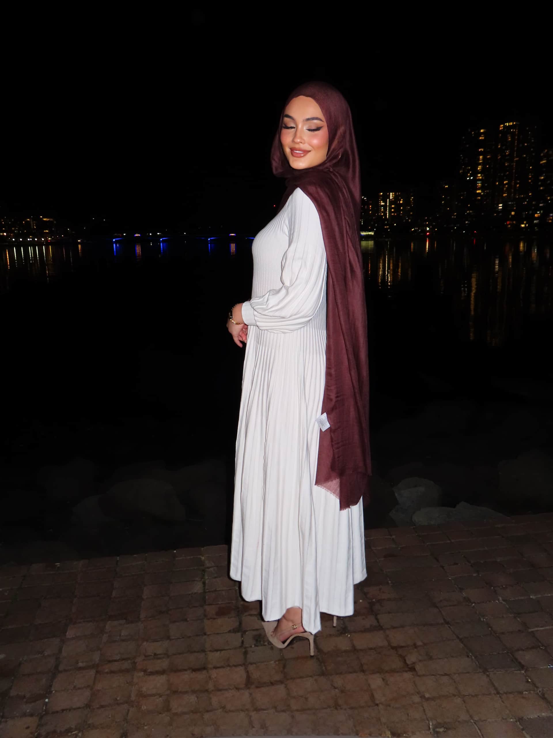 Pleated A-line Maxi Knit Winter White