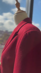 Red Double-Breasted Wool Blend Maxi Coat